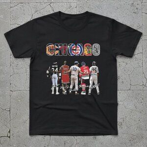 Chicago Sports Legends Graphic T-Shirt – Multi-Sport Tribute Tee – Black Unisex